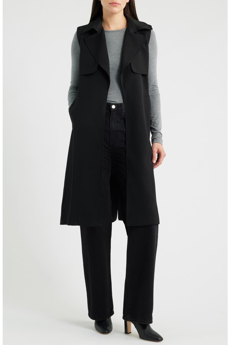 Sleeveless Belted Trench Coat, Alternate, color, RICH BLACK