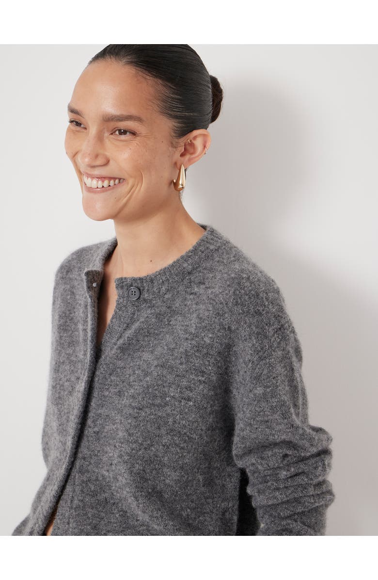 Hush Crew Neck Boxy Wool Blend Cardigan, Alternate, color, Mid Grey Marl