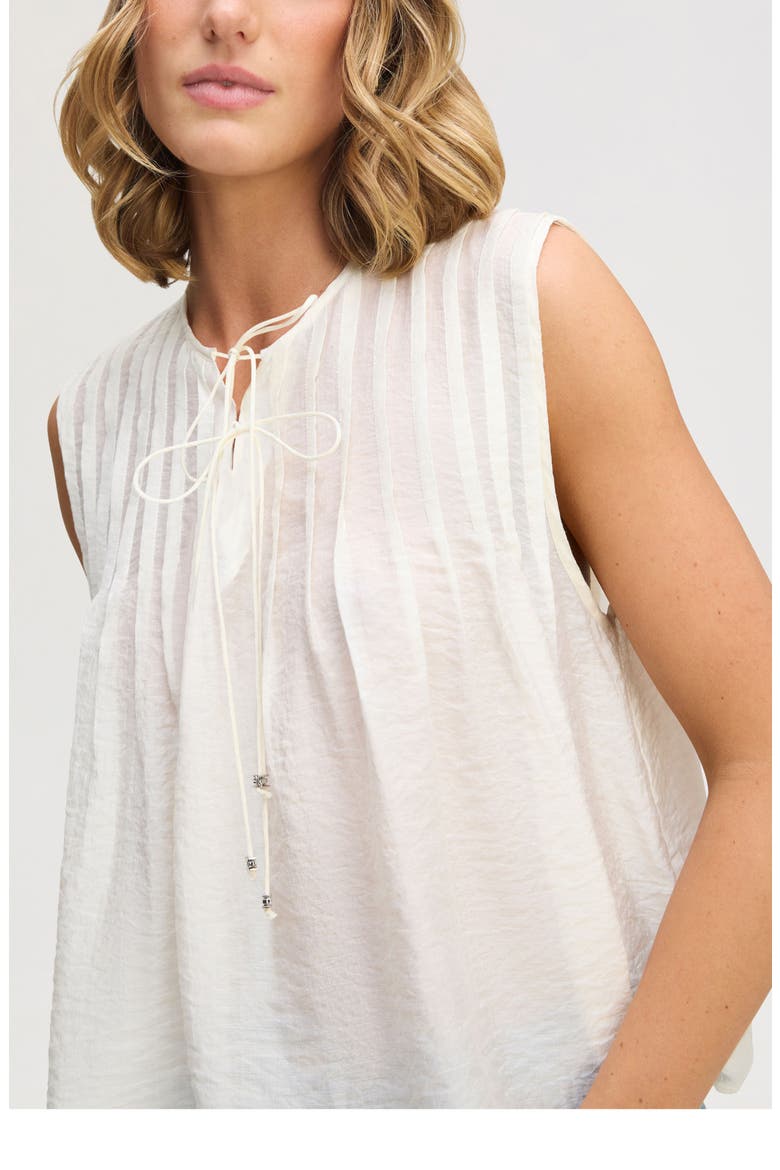 Pintuck Sleeveless Top, Alternate, color, ECRU