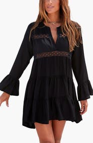 LASCANA Women's Flowy Flared Sleeve Dress