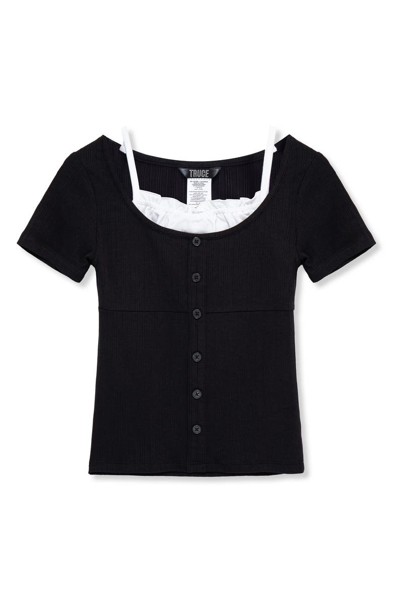 Truce Kids' Layered Rib Knit Top, Main, color, Black