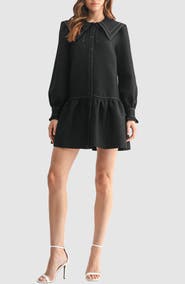 Mila Mae Collared Long Sleeve Ruffle Hem Shirtdress