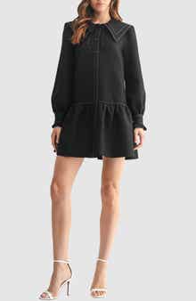 Mila Mae Collared Long Sleeve Ruffle Hem Shirtdress