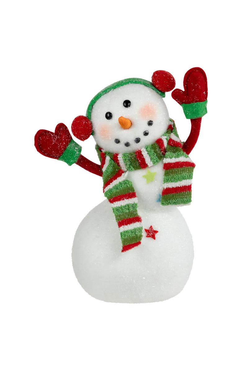 Northlight Waving Snowman with Earmuffs Glitter Christmas Figurine - 10", Main, color, 