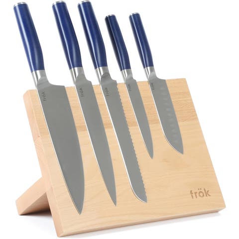 6 Piece Cutlery Set with Magnetic Wood Stand