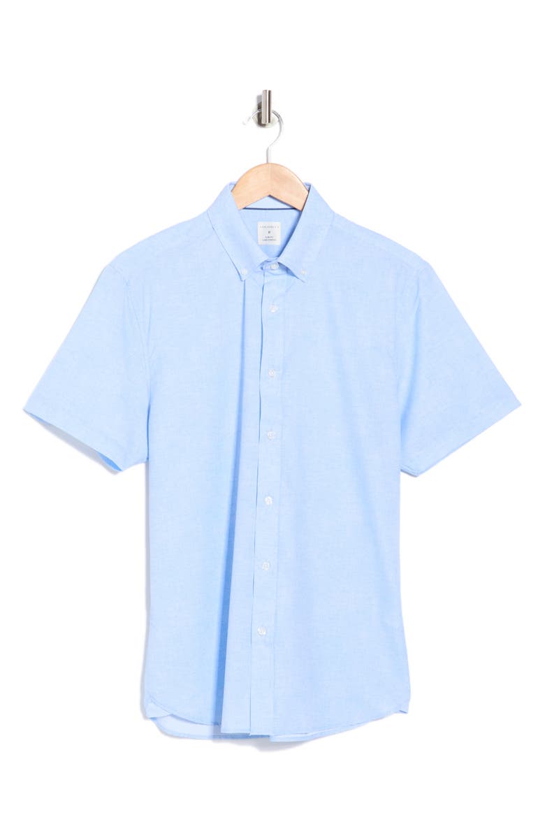 CONSTRUCT Short Sleeve Woven Button-Down Shirt, Alternate, color, Light Blue