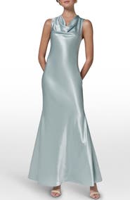 Donna Karan New York Cowl Neck Sleeveless Satin Gown