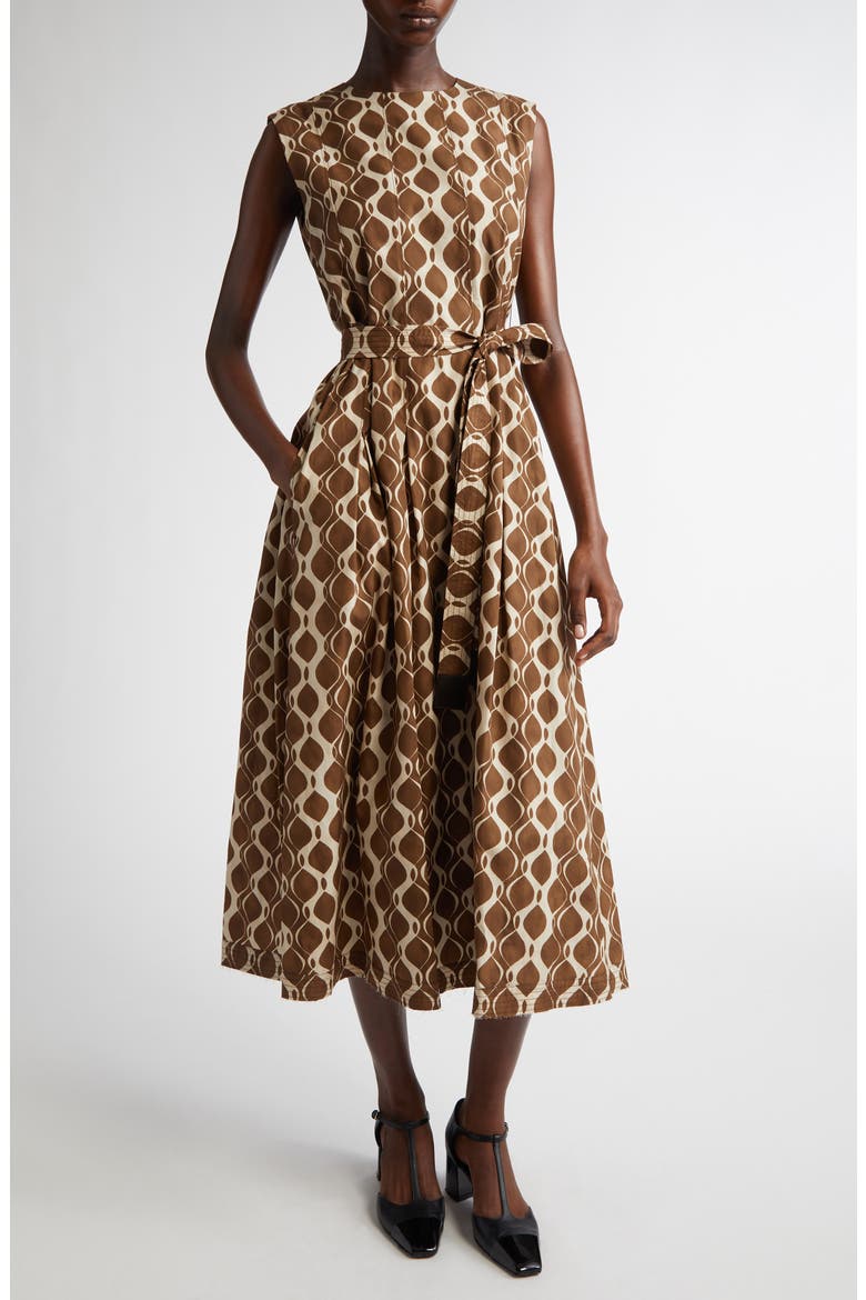 Amati Print Poplin Midi Dress, Main, color, ECRU