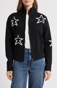 Bobeau Star Zip Cardigan