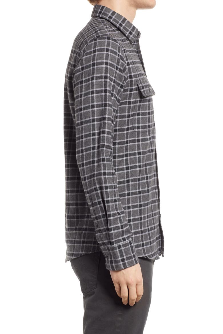 Flannel Button-Up Shirt, Alternate, color, GREY - BLACK GREGORY PLAID