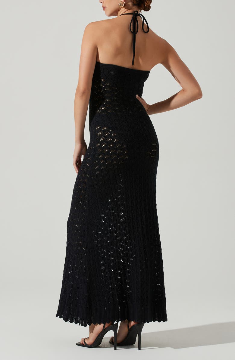 ASTR the Label Shira Pointelle Stitch Halter Maxi Dress, Alternate, color, Black