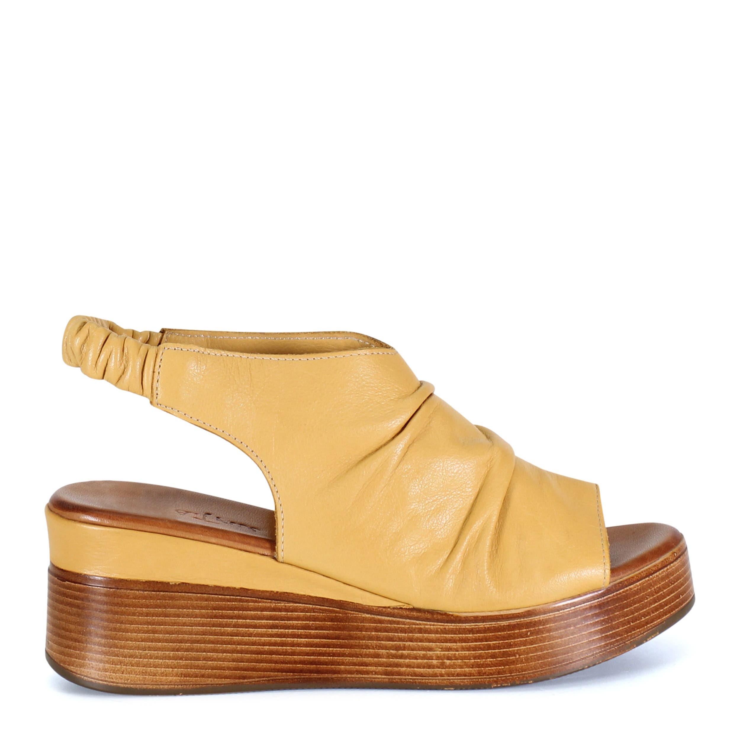 SMALL TOWN Ruched Leather Slingback Wedge, Alternate, color, Noche