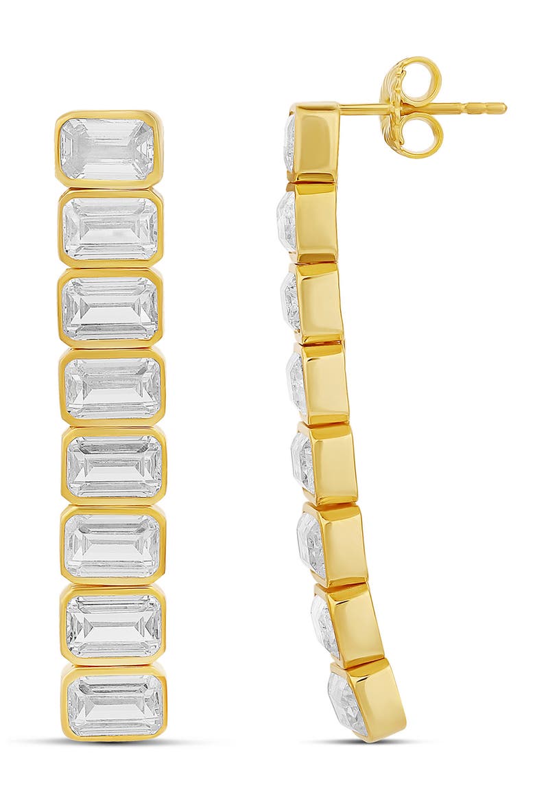 Emerald Cut Drop Earrings, Main, color, GOLD/ WHITE