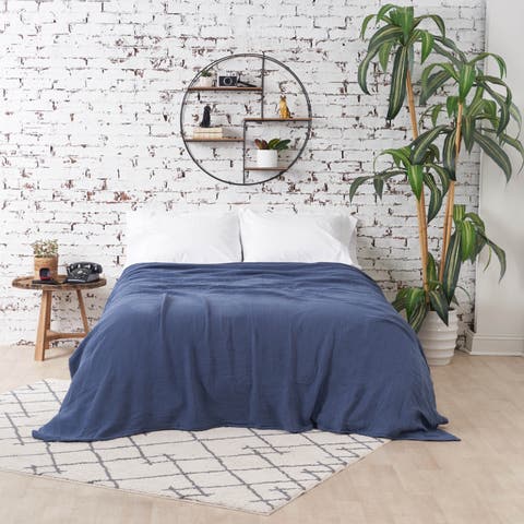 Ryker Vintage Indigo Queen Gauze Coverlet