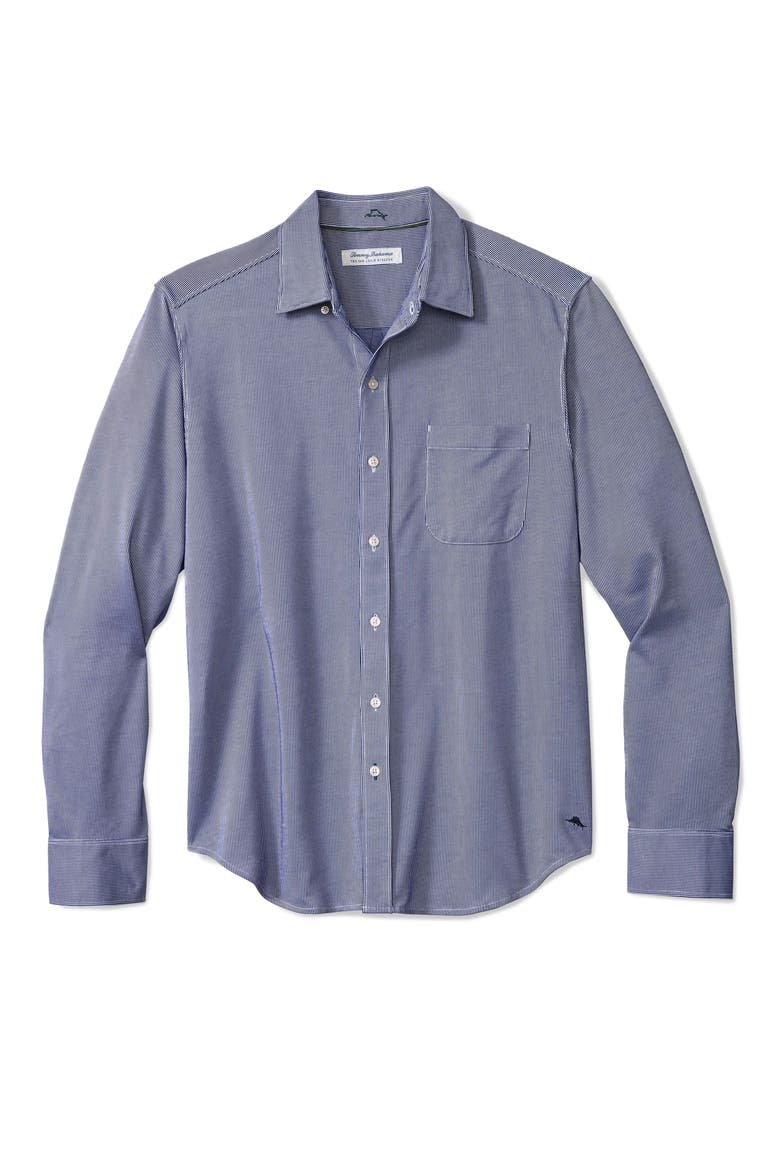 San Lucio Sol Stripe IslandZone® Cotton Blend Button-Up Shirt, Main, color, KINGDOM BLUE