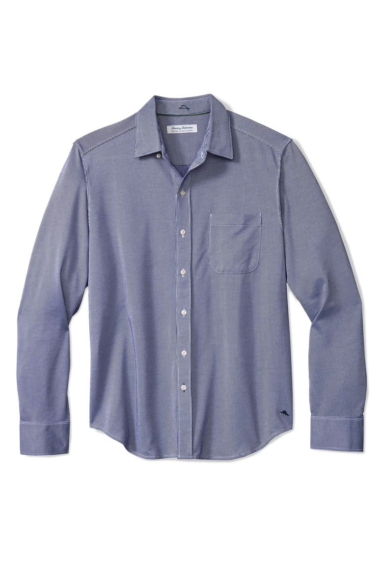 Tommy Bahama San Lucio Sol Stripe IslandZone<sup>®</sup> Cotton Blend Button-Up Shirt, Main, color, Kingdom Blue