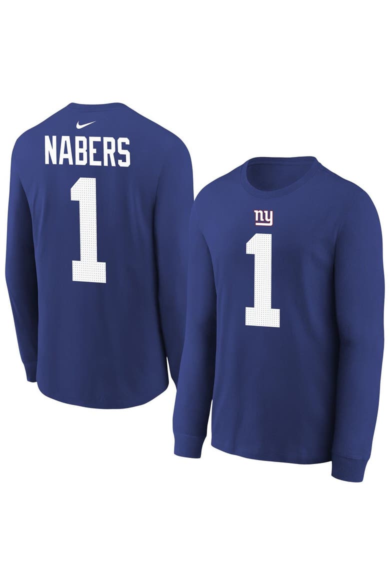 Youth Nike Malik Nabers Royal New York Giants Player Name & Number Long Sleeve T-Shirt, Main, color, Royal
