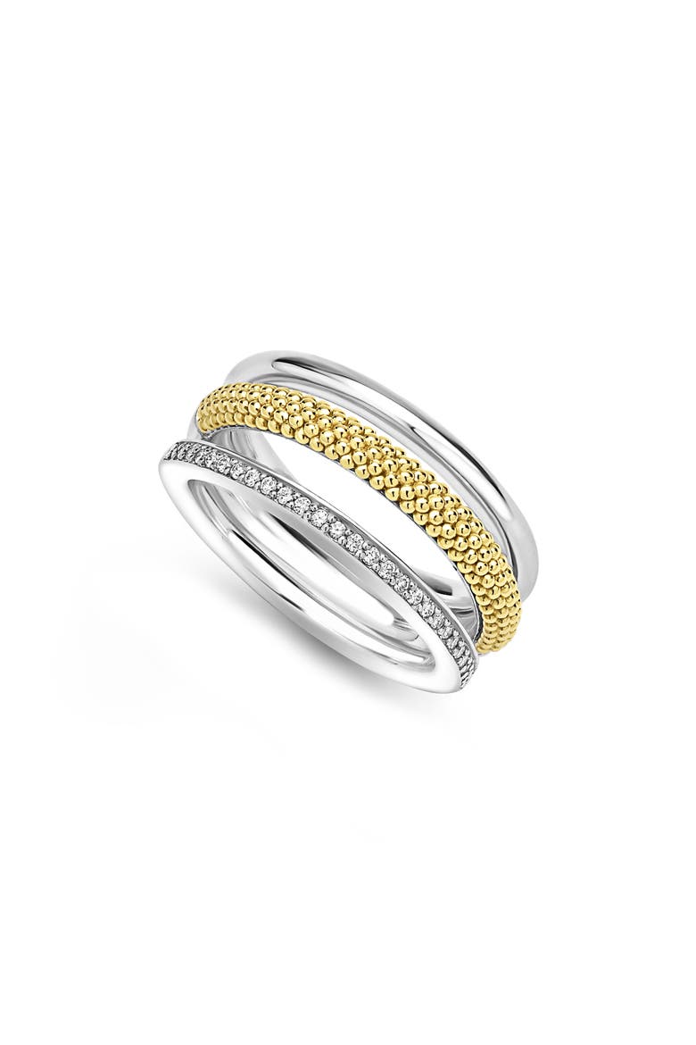 Caviar Lux Pavé Diamond Ring, Alternate, color, TWO-TONE