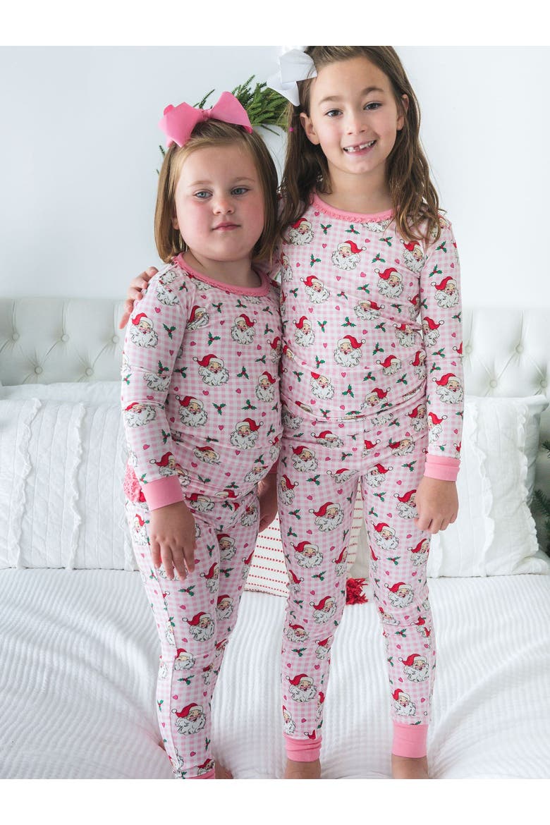 Softsnooze Toddler Girls Ruffle Long Sleeve Pajama Set, Alternate, color, Pink Dear Santa