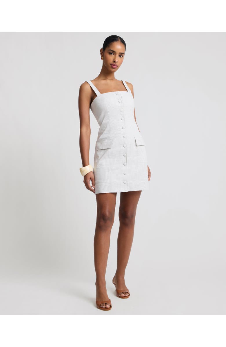 Onia Square Neck Button Down Dress, Main, color, Grey/White