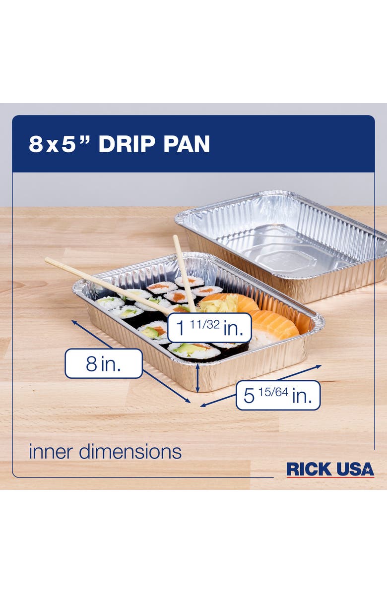 RICK USA 8x5 Inch Aluminum Drip Pan, 25 Pack, Alternate, color, Gray
