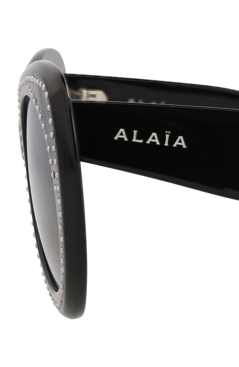 Alaïa 51mm Novelty Cat Eye Sunglasses, Alternate, color, Black Black Grey