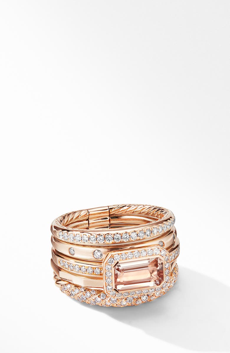 David Yurman Fine Cable Stack Ring, Alternate, color, Morganite