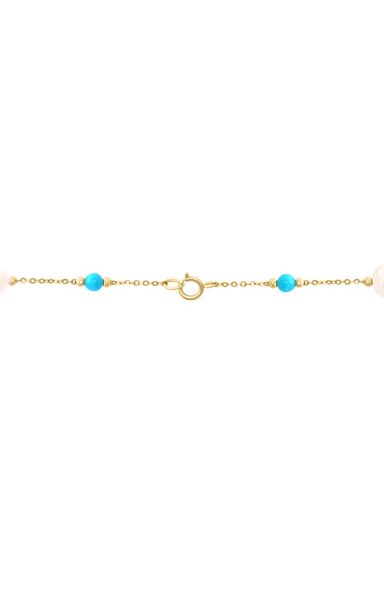 EFFY Turquoise & Freshwater Pearl Station Necklace, Alternate, color, Gold Multi