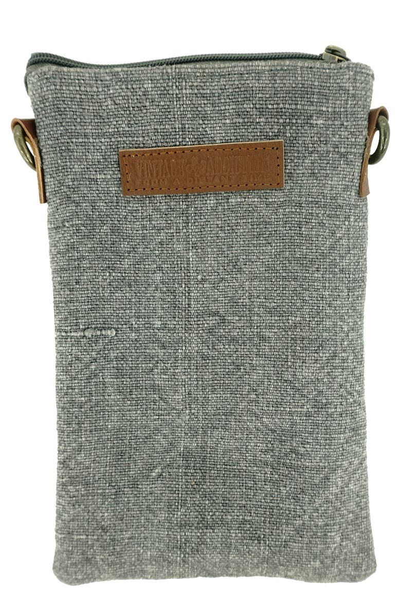 VINTAGE ADDICTION Two-Tone Crossbody with Leather Trim, Alternate, color, Ash Grey/Grey
