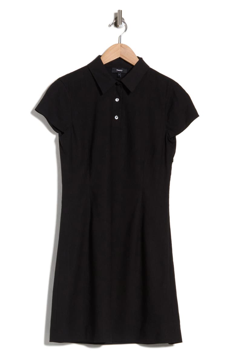 Cap Sleeve Polo Dress, Alternate, color, BLACK