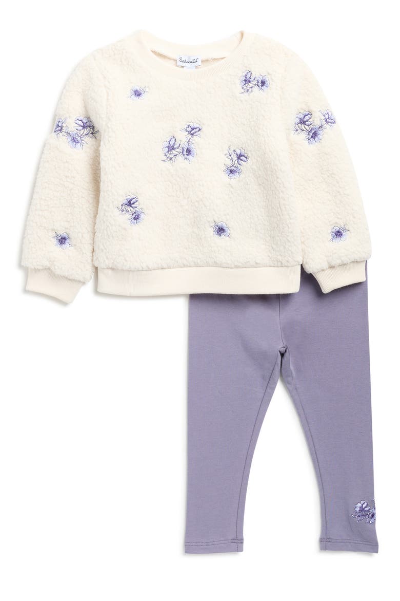 Floral Fleece Sweatshirt & Leggings Set, Main, color, MOONSTONE FLORAL