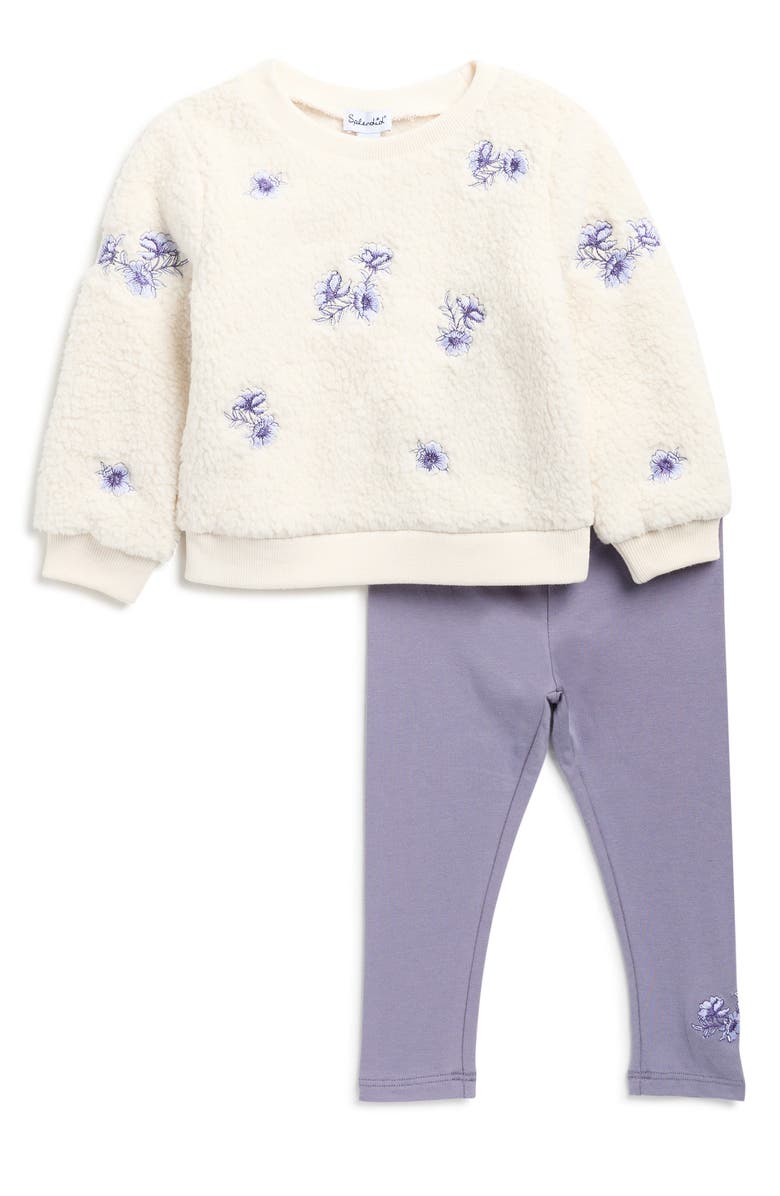 Splendid Floral Fleece Sweatshirt & Leggings Set, Main, color, Moonstone Floral