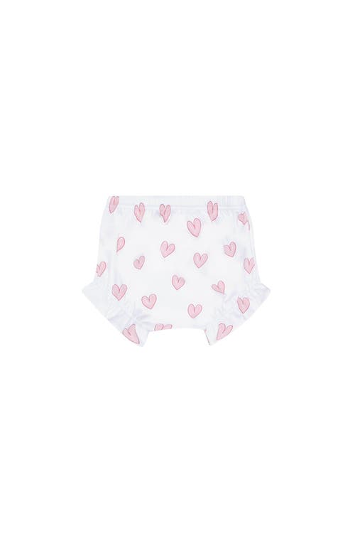 Nellapima Pink Heart Print Diaper Cover Set In White