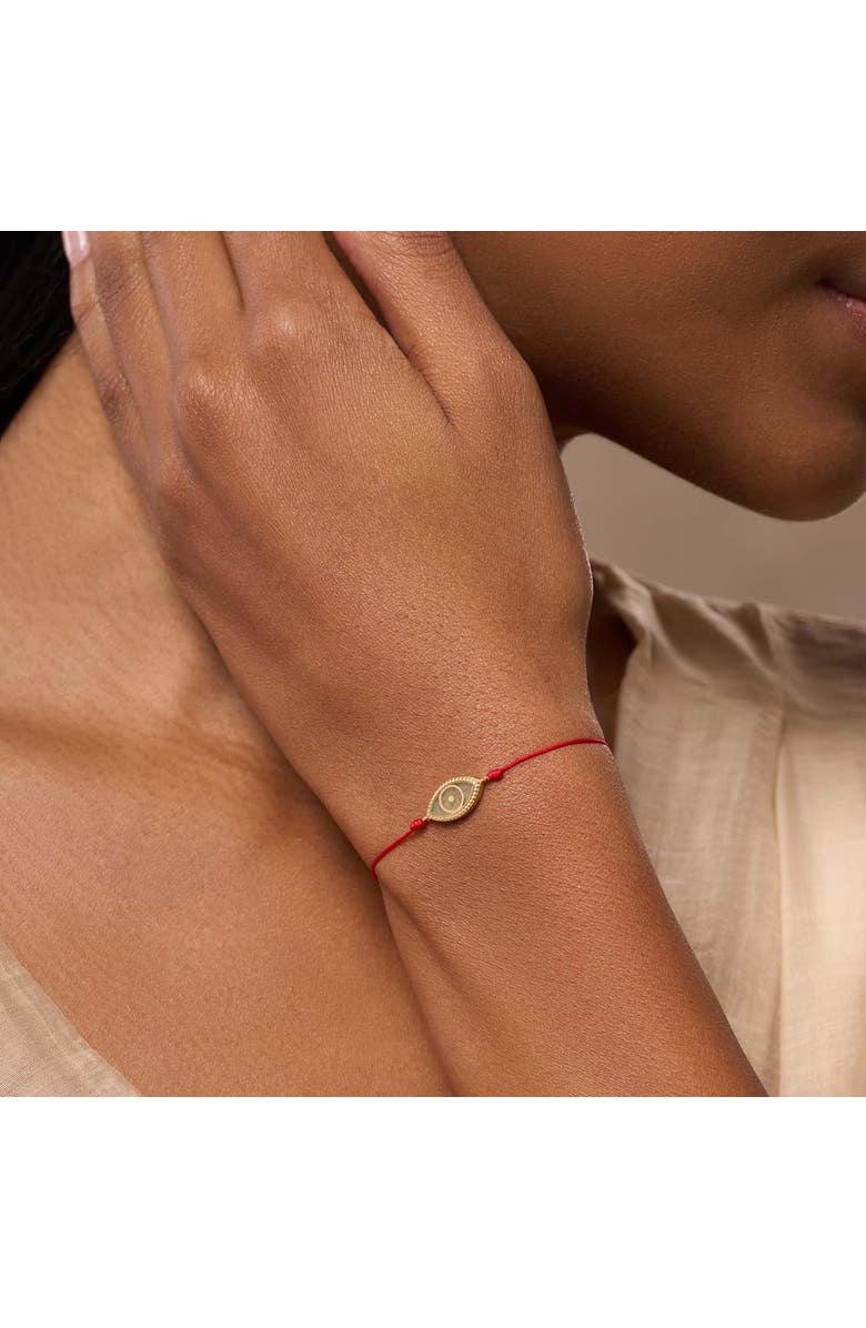 Karma and Luck Spirit's Innovation Evil Eye Peridot Red String Bracelet, Alternate, color, Red/Gold