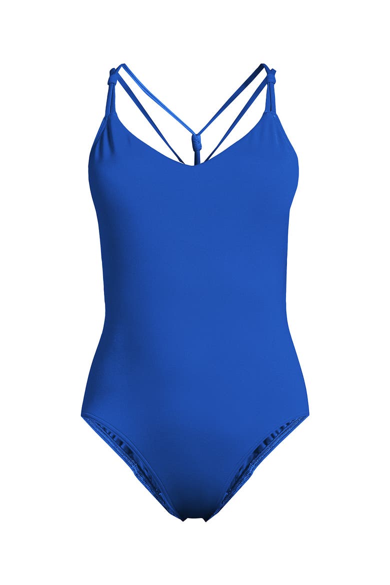 Tugless QuickDry V-Neck Multi-Way High Leg One Piece Swimsuit, Alternate, color, Bright Cobalt Blue