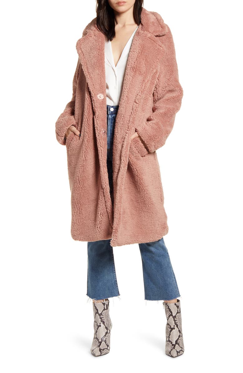 Bardot Long Faux Shearling Coat, Main, color, 