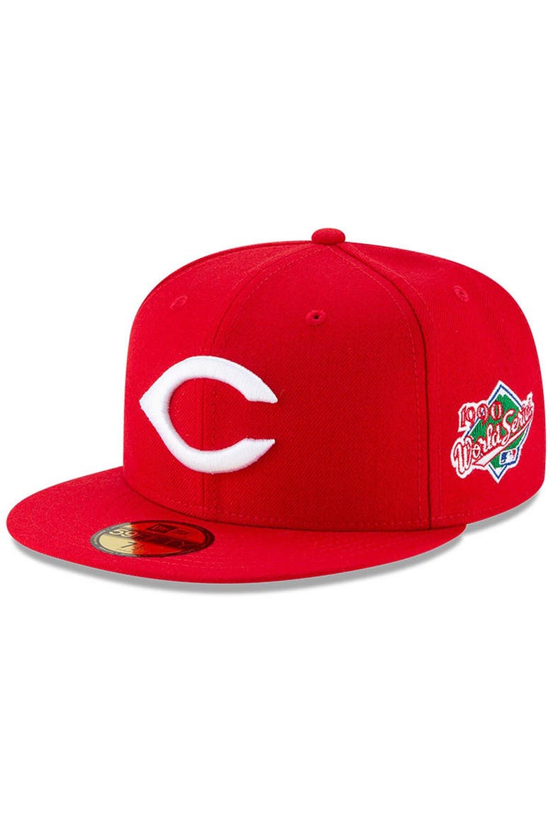 Men's New Era Red Cincinnati Reds 1990 World Series Wool 59FIFTY Fitted Hat, Main, color, Red