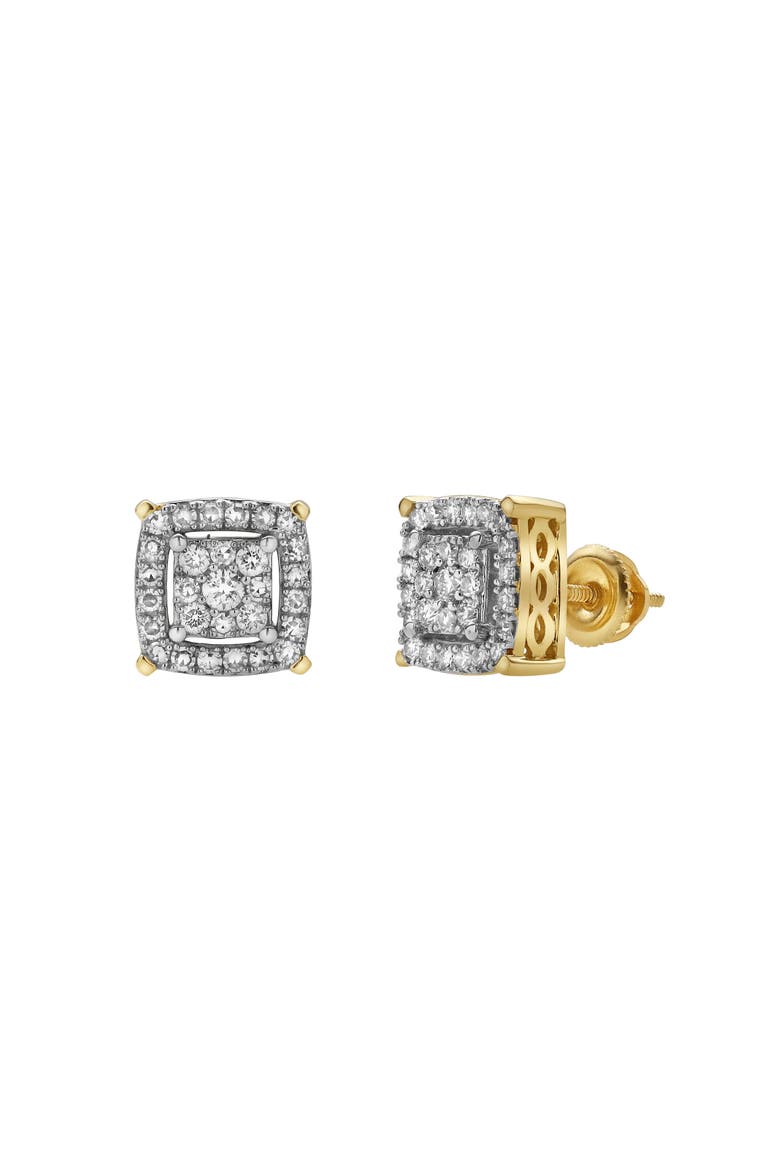 Caeleste 10K Yellow Gold Cluster Diamond Unisex Earrings - 0.48 Cts, Alternate, color, 10K Yellow Gold