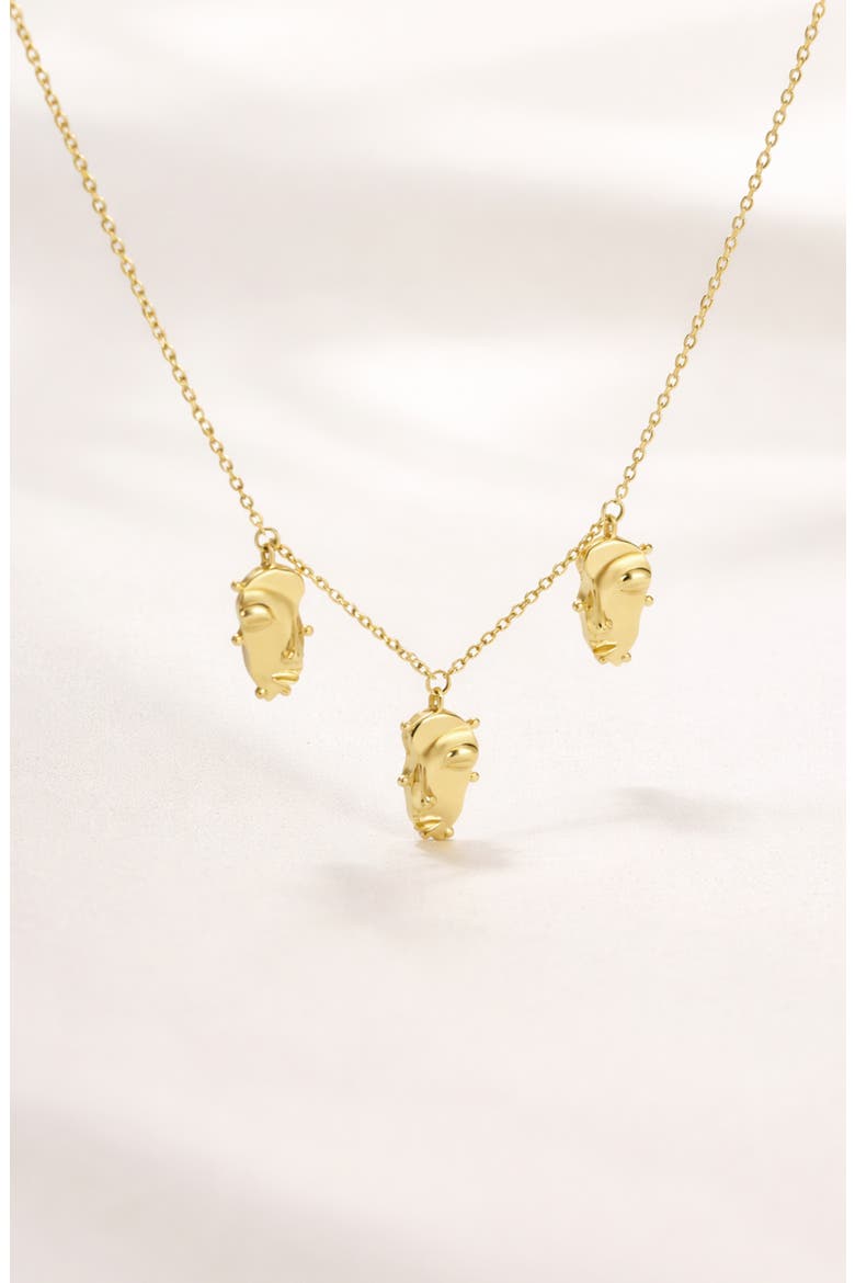 Visage Mini Charm Necklace in Gold, Alternate, color, Gold