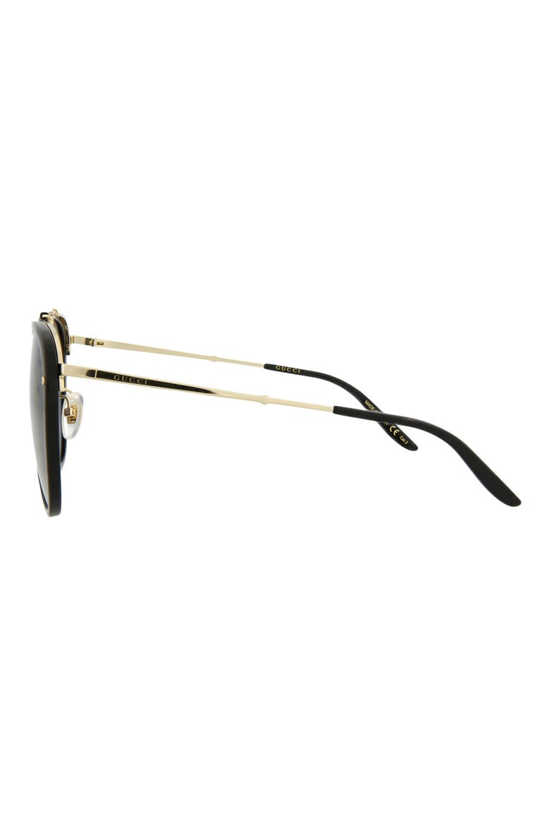 58mm Aviator Sunglasses, Alternate, color, BLACK GOLD GREY