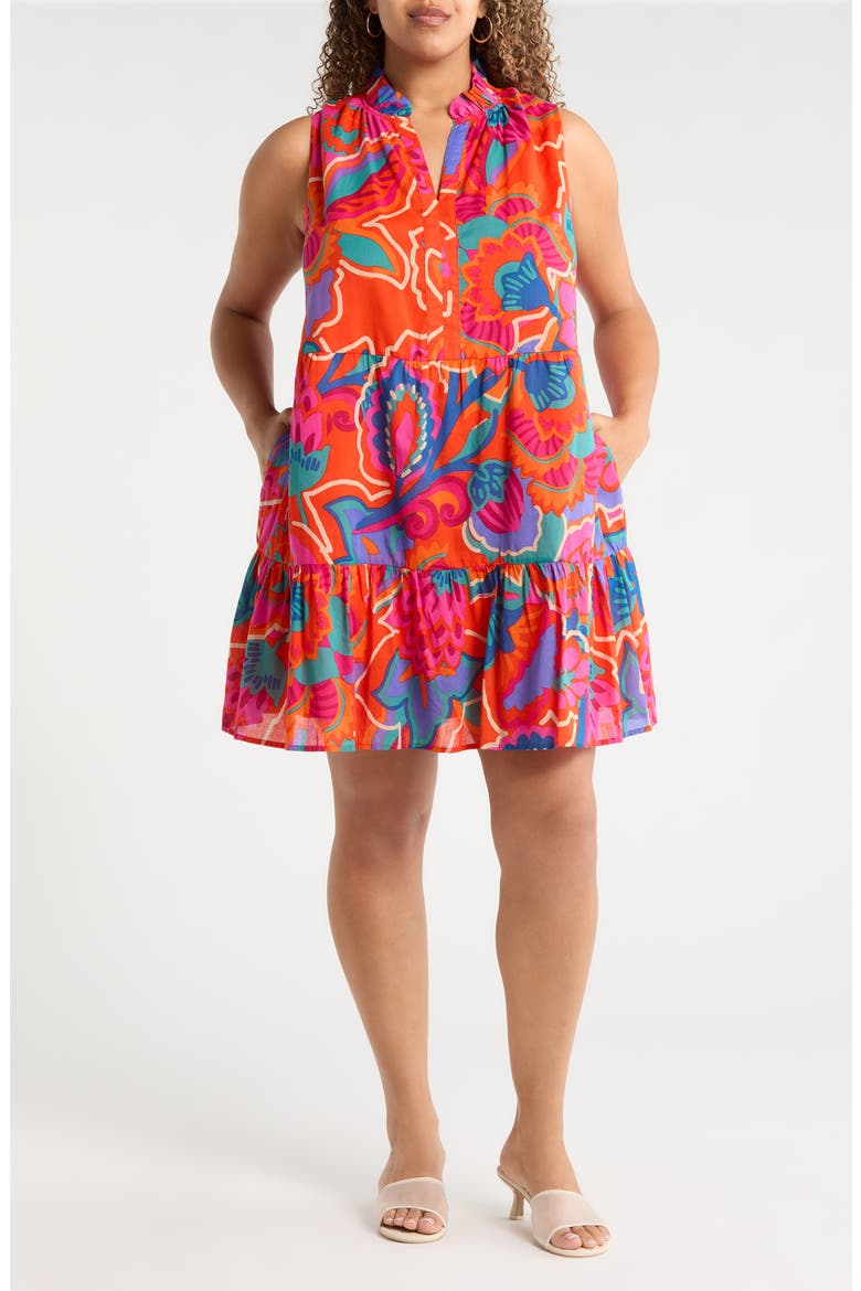Baila Floral Gemmely Shift Mini Dress, Main, color, RED-MULTI
