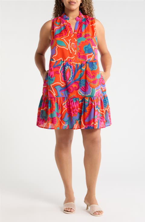 Baila Floral Gemmely Shift Mini Dress (Plus)