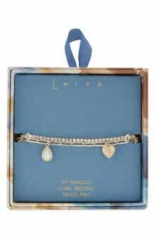 Leith Set of 2 Opal Charm & Cubic Zirconia Tennis Bracelets