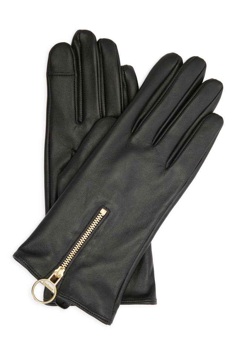 Arlene Leather Gloves, Main, color, BLACK/ CLASSIC