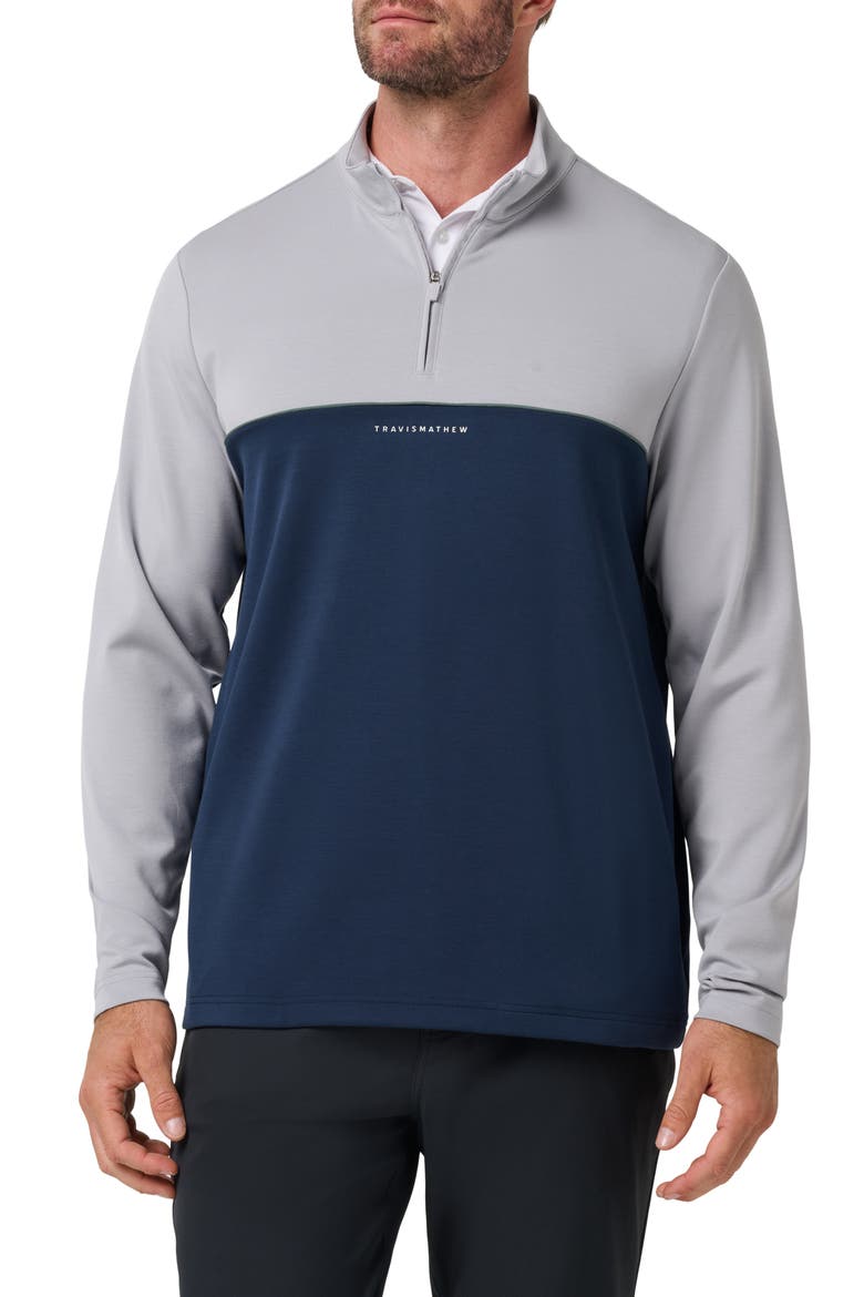 Fibercloud Colorblocked Quarter Zip Pullover, Main, color, LIGHT GREY