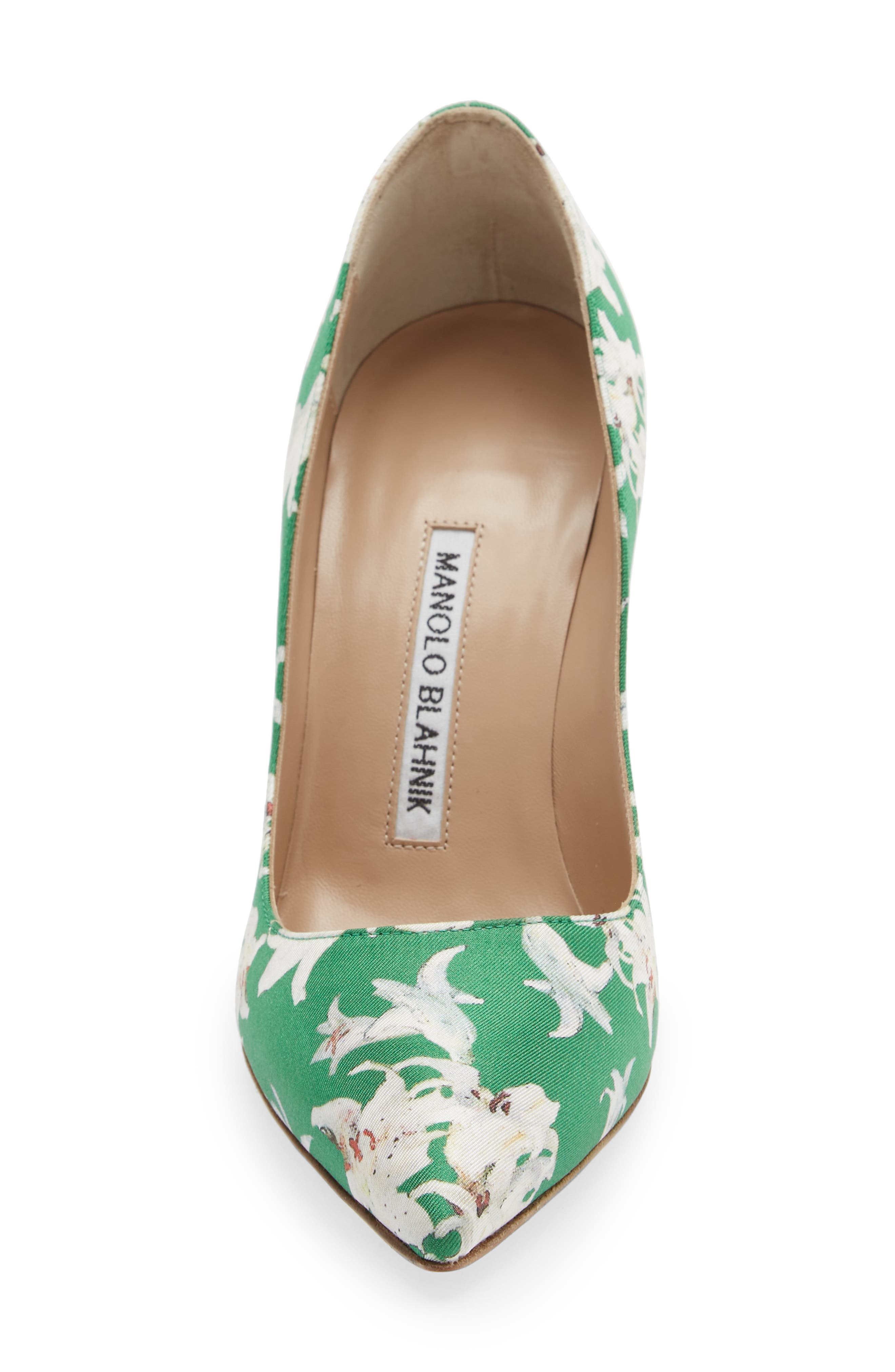 Manolo Blahnik BB Floral Print Pointed Toe Pump, Alternate, color, 