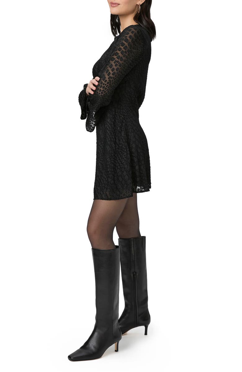 PAIGE Carmelyn Tie Waist Long Sleeve Silk Blend Minidress, Alternate, color, Black