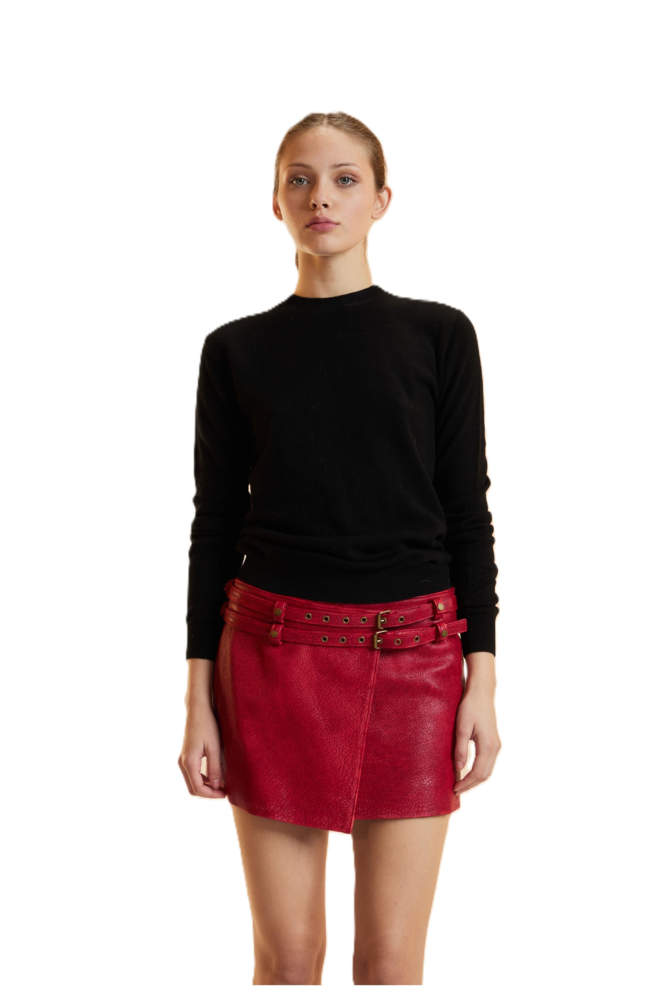 Leather Wrap Skirt - image 3
