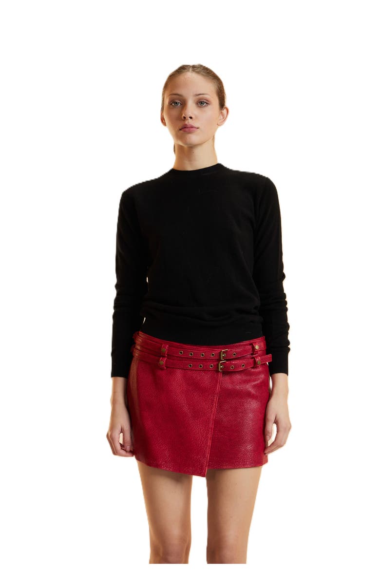 Leather Wrap Skirt, Main, color, Red