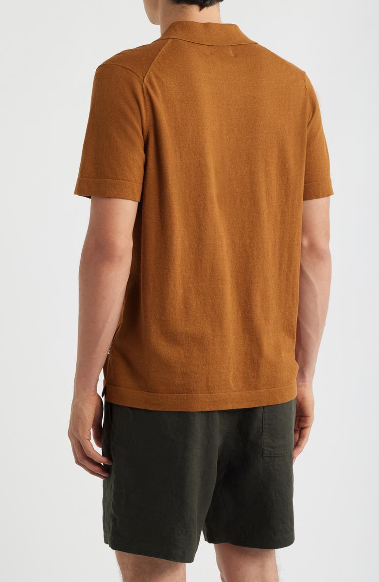NN07 Ryan 6311 Cotton & Linen Johnny Collar Polo, Alternate, color, Cinnamon